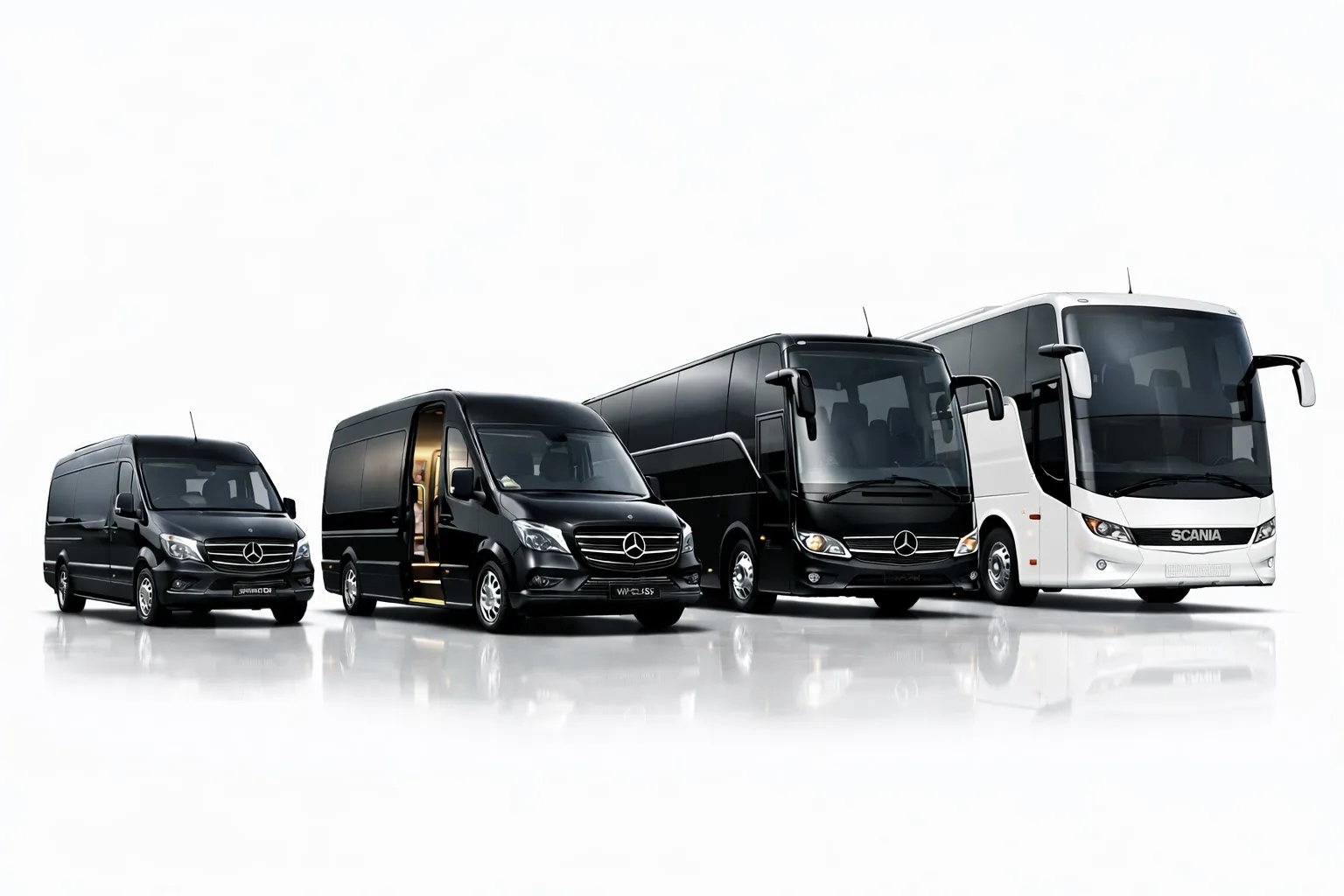 Mercedes minibuses and coaches for group transfers and custom tours in Finland