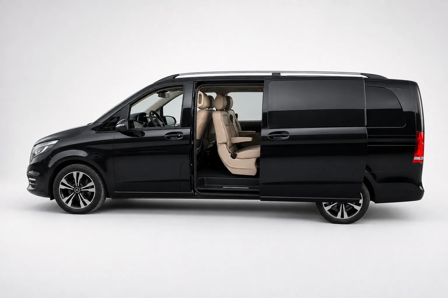 Mercedes-Benz V-Class first-class van — studio view, front three-quarter · Helsinki Airport Taxi