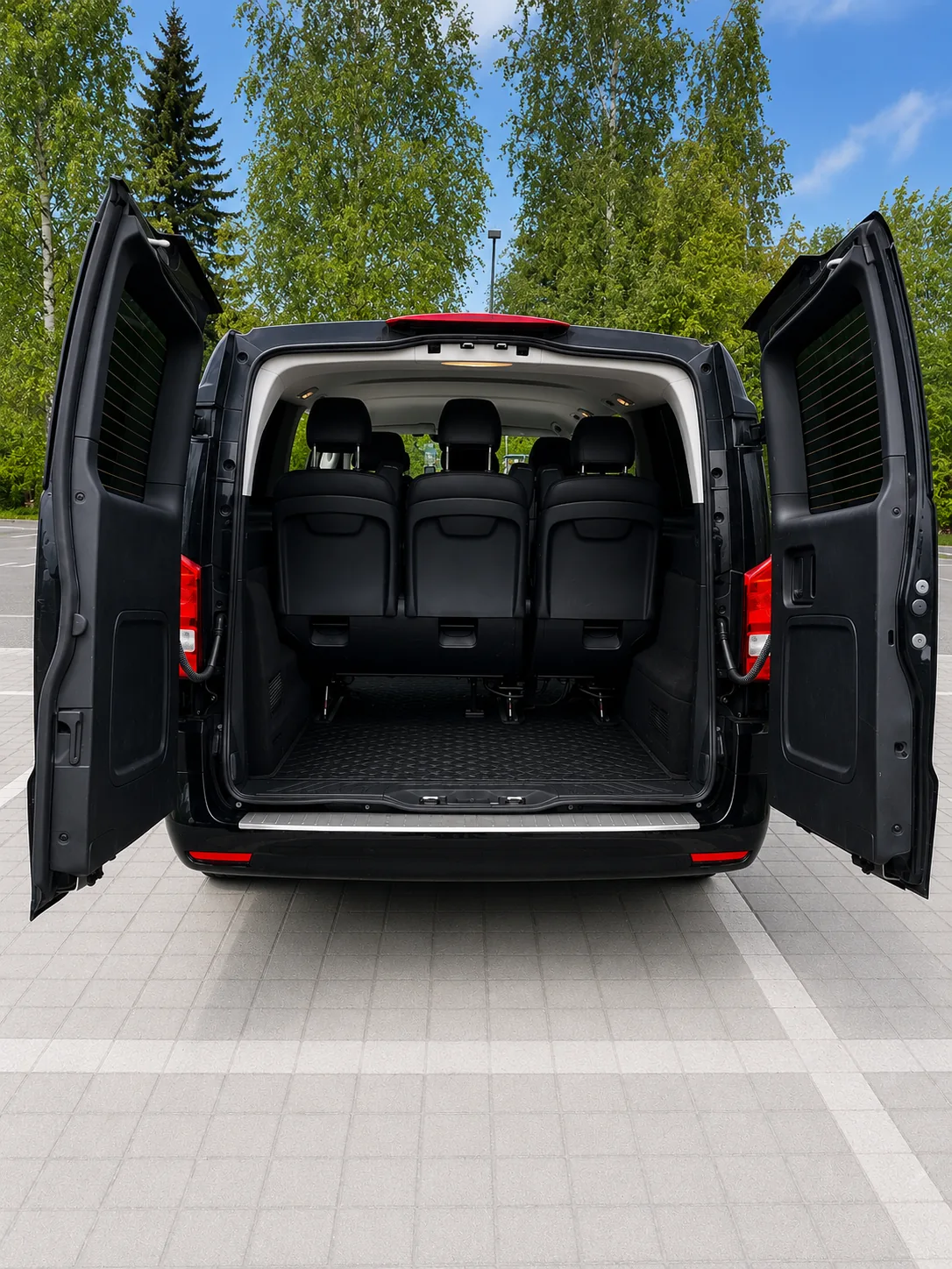 Mercedes-Benz Vito business van — rear luggage area · Helsinki Airport Taxi